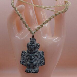Unisex Necklace Andean Trilogy Cusco Woven Macramé Thread Processed Stone
